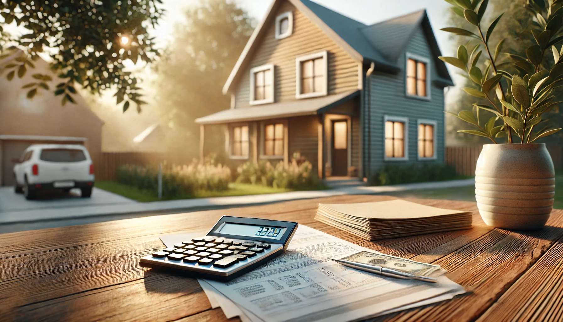 House with calculator and money — evaluate cash-out refinance